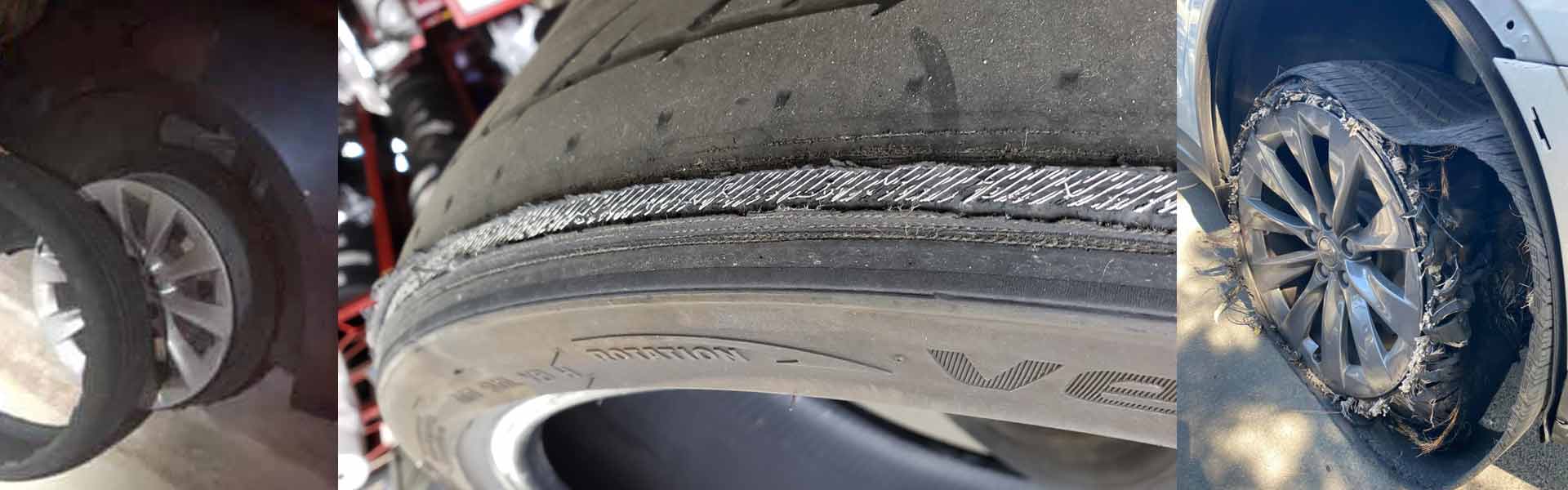 Tesla X and S tire blowout images