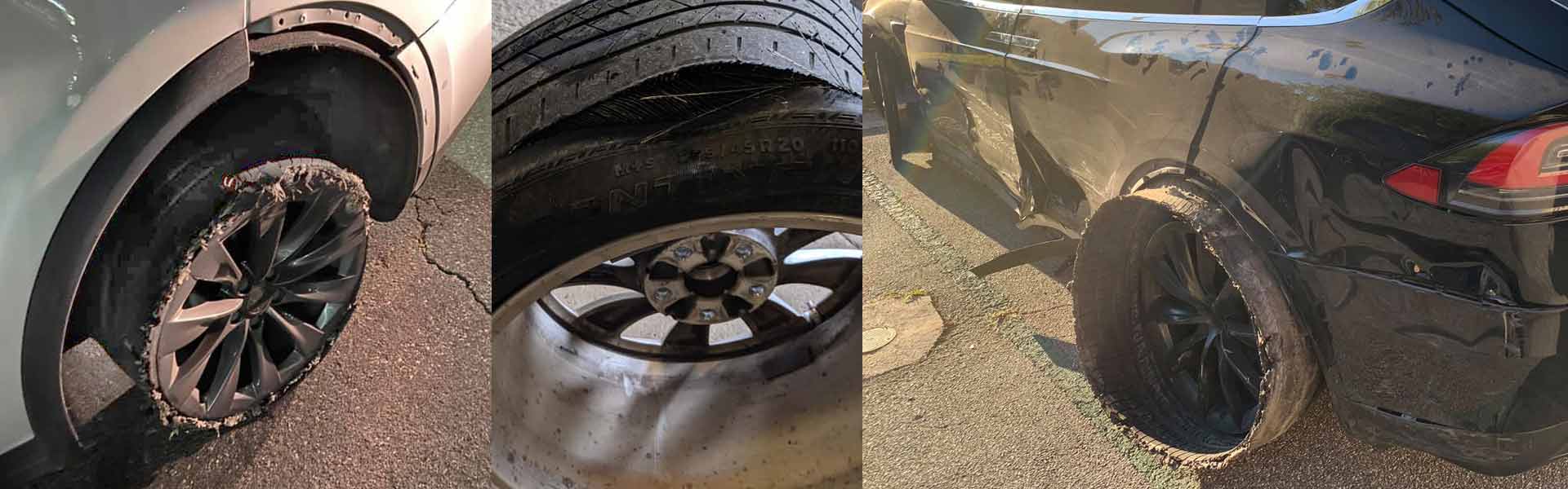Inner Tire Wear Damage Resulting In A Blowout On The Tesla Model S and X