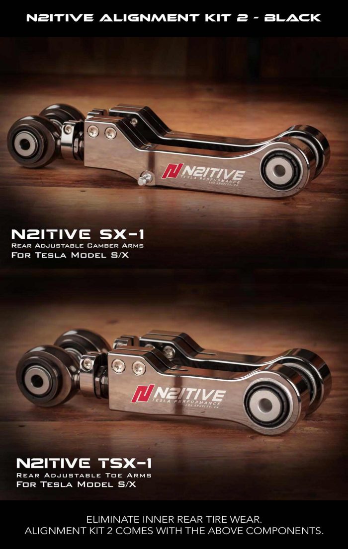 N2itive - Alignment Kit 2 comes with our adjustable SX-1 camber arms and TSX-1 toe arms for a perfect alingment and even tire wear