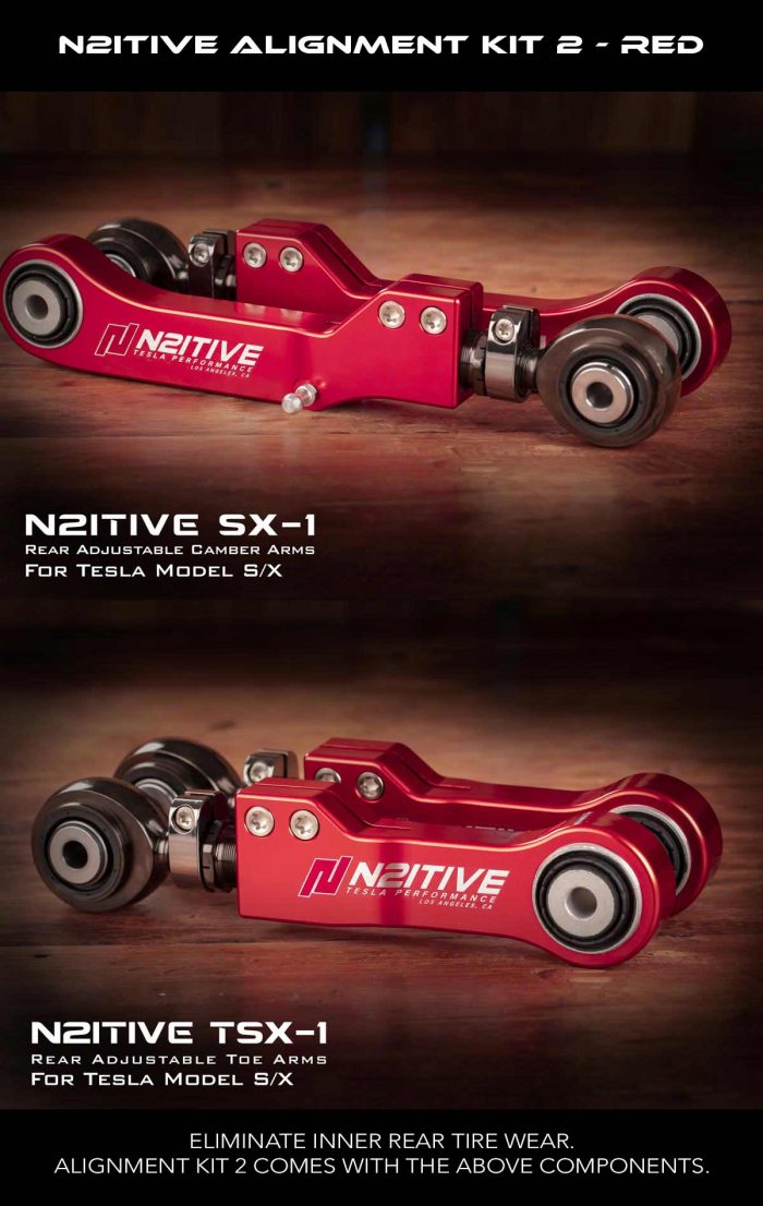 N2itive - Alignment Kit 2 comes with our adjustable SX-1 camber arms and TSX-1 toe arms for a perfect alingment and even tire wear