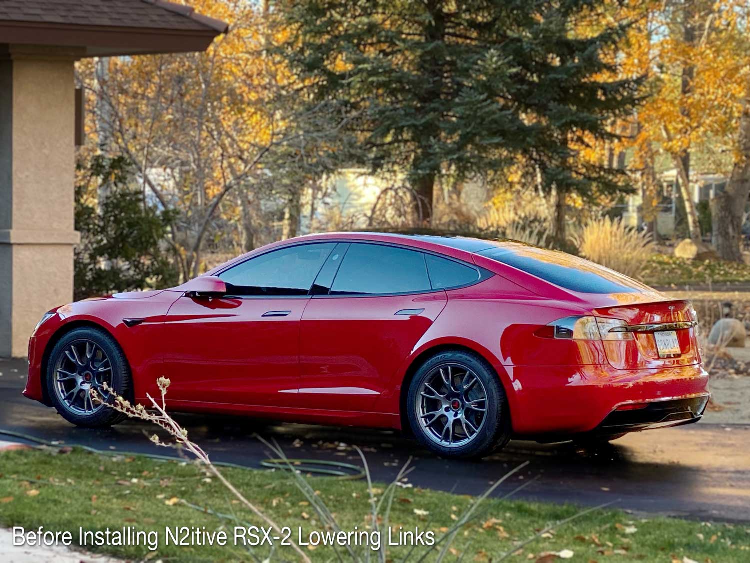 2022 Tesla Model S Plaid before installing N2itive RSX-2 Lowering Links