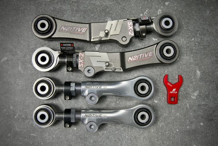 N2ITIVE PRE-2020 Series Alignment Kit 2 is designed to eliminate uneven rear tire wear on 2012-2020 Tesla Model S and Tesla Model X vehicles. The Kit includes one pair of Rear Adjustable Camber Arms and one pair of Rear Adjustable Toe Arms which allow for a perfect alignment with precise Camber and Toe adjustment. These arms can decrease inner rear tire wear common on Tesla vehicles.